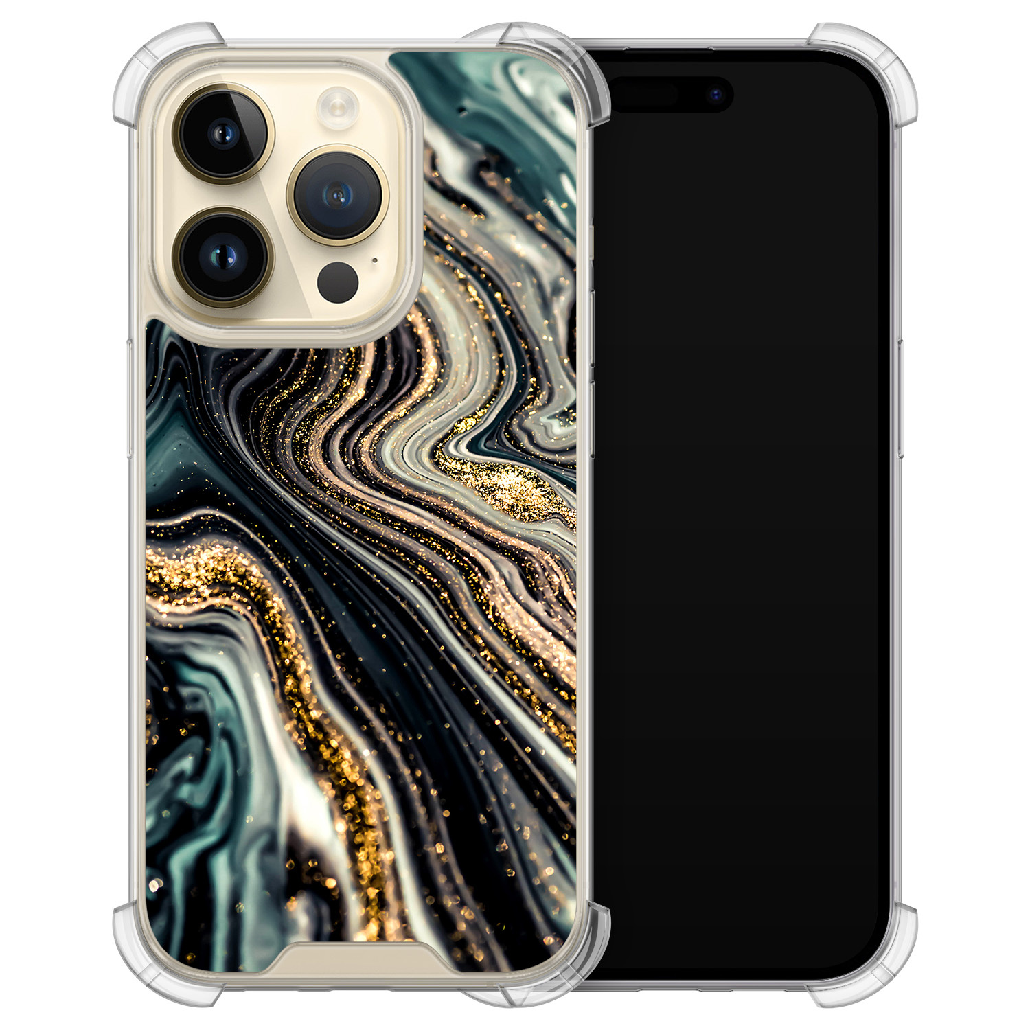 Leuke Telefoonhoesjes iPhone 14 Pro shockproof case - Marmer swirl