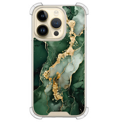 Leuke Telefoonhoesjes iPhone 14 Pro shockproof case - Marmer groen goud