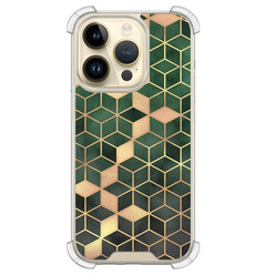 Leuke Telefoonhoesjes iPhone 14 Pro shockproof case - Kubus groen