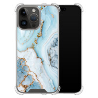 Leuke Telefoonhoesjes iPhone 14 Pro Max shockproof case - Marmer babyblauw