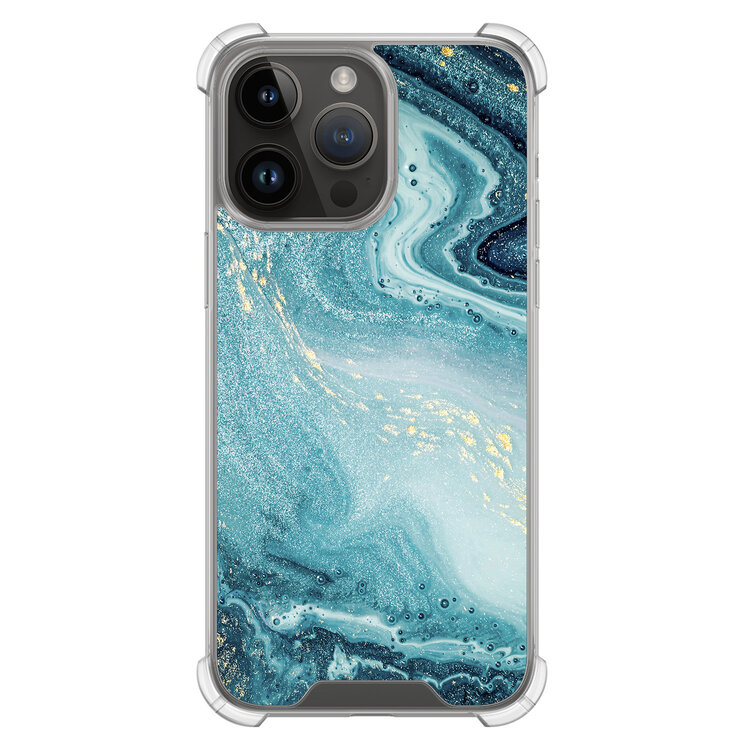 Leuke Telefoonhoesjes iPhone 14 Pro Max shockproof case - Marmer blauw