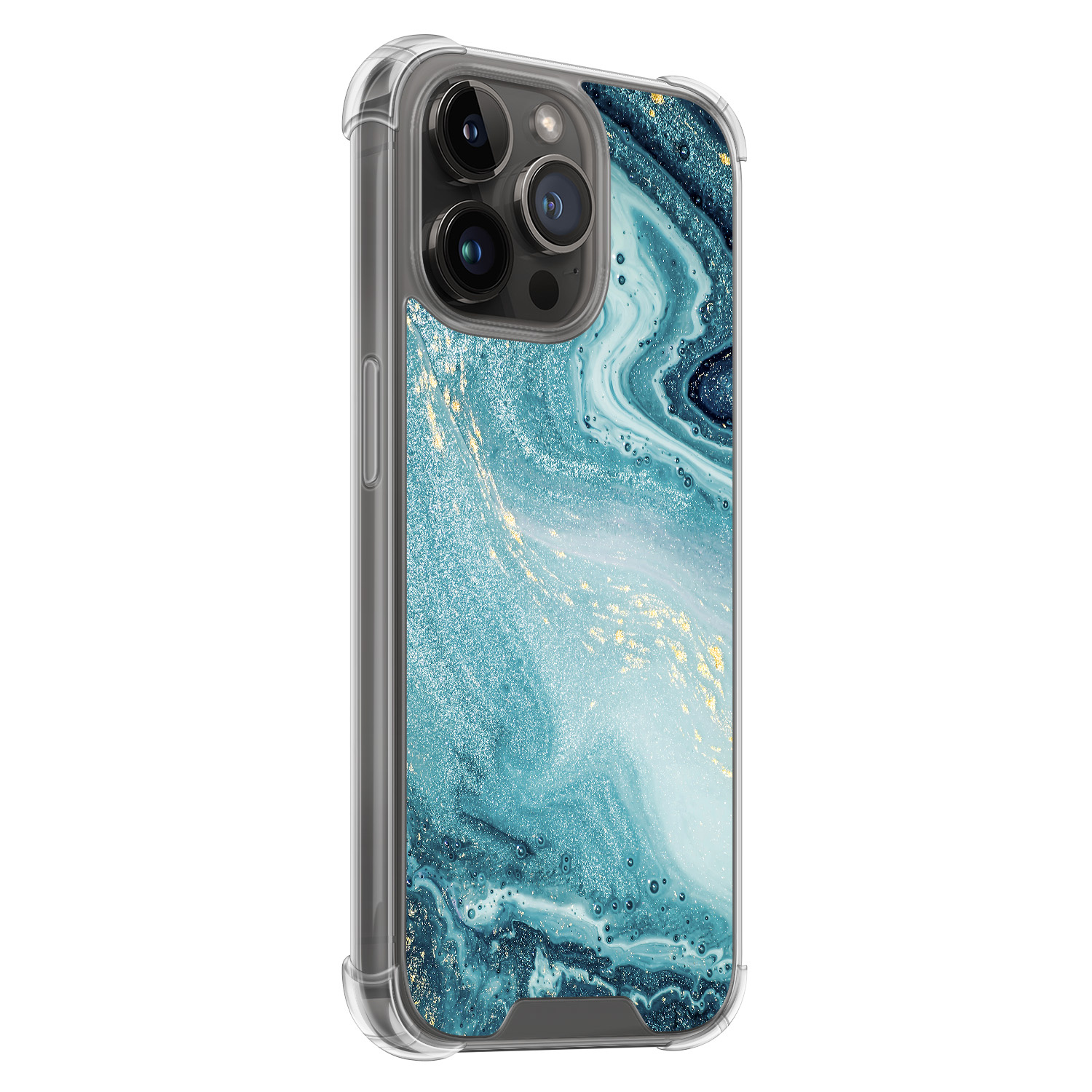 Leuke Telefoonhoesjes iPhone 14 Pro Max shockproof case - Marmer blauw