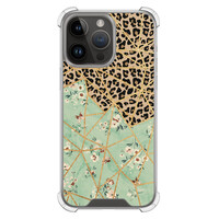 Leuke Telefoonhoesjes iPhone 14 Pro Max shockproof case - Luipaard flower print