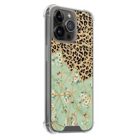 Leuke Telefoonhoesjes iPhone 14 Pro Max shockproof case - Luipaard flower print