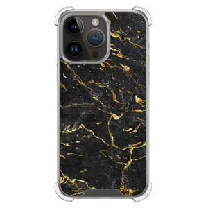 Leuke Telefoonhoesjes iPhone 14 Pro Max shockproof case - Marmer zwart goud
