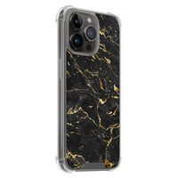 Leuke Telefoonhoesjes iPhone 14 Pro Max shockproof case - Marmer zwart goud