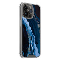 Leuke Telefoonhoesjes iPhone 14 Pro Max shockproof case - Marmer lagoon blauw