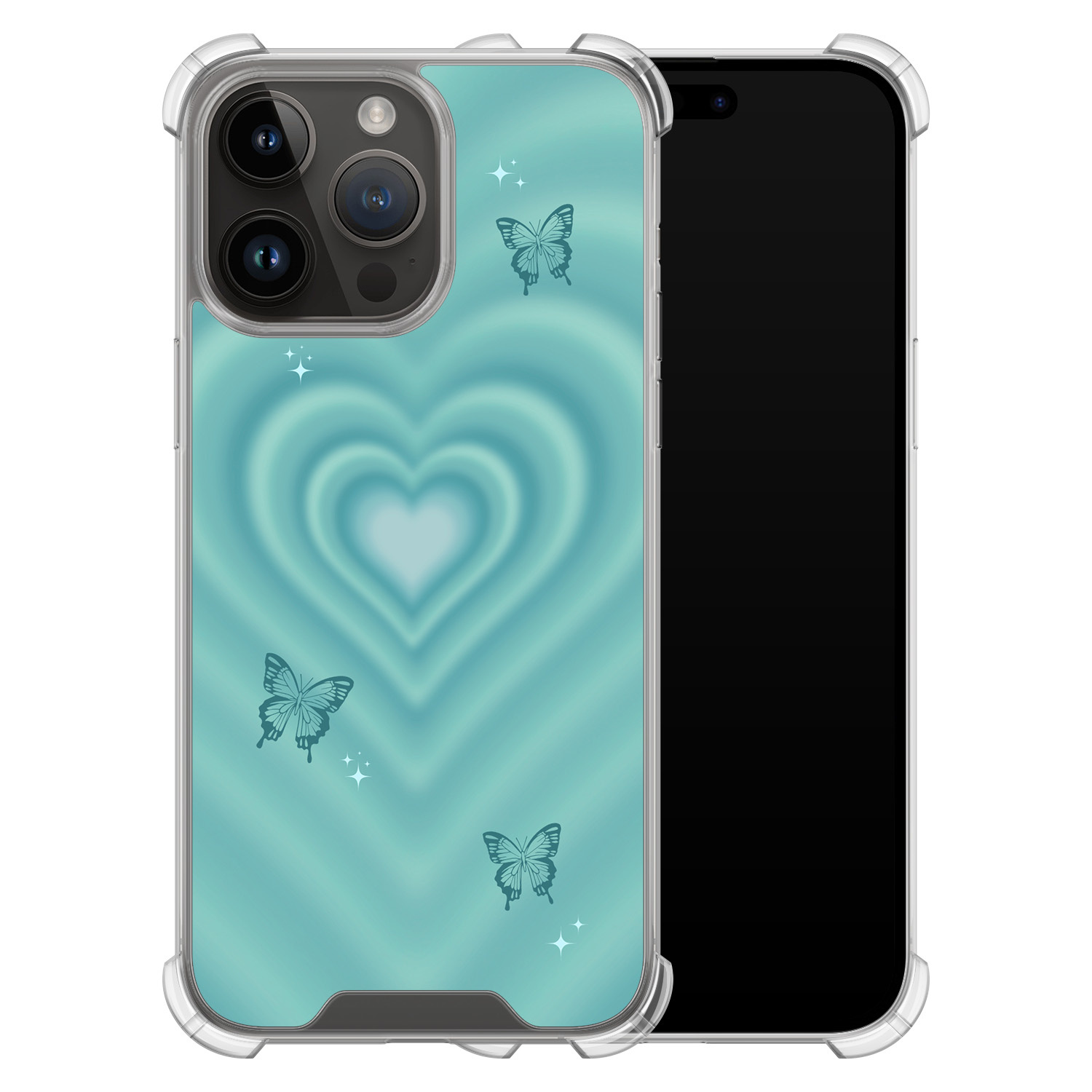 Leuke Telefoonhoesjes iPhone 14 Pro Max shockproof case - Retro hart vlinder