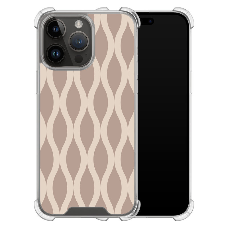 Leuke Telefoonhoesjes iPhone 14 Pro Max shockproof case - Abstract beige