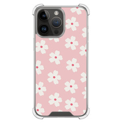 Leuke Telefoonhoesjes iPhone 14 Pro Max shockproof case - Roze retro bloempjes