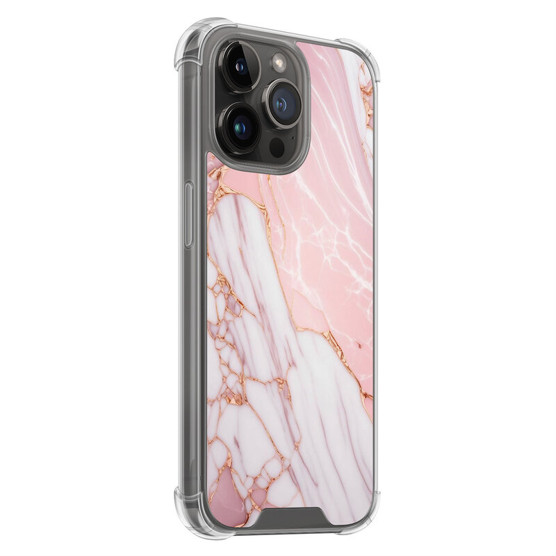 Leuke Telefoonhoesjes iPhone 14 Pro Max shockproof case - Marmer babyroze