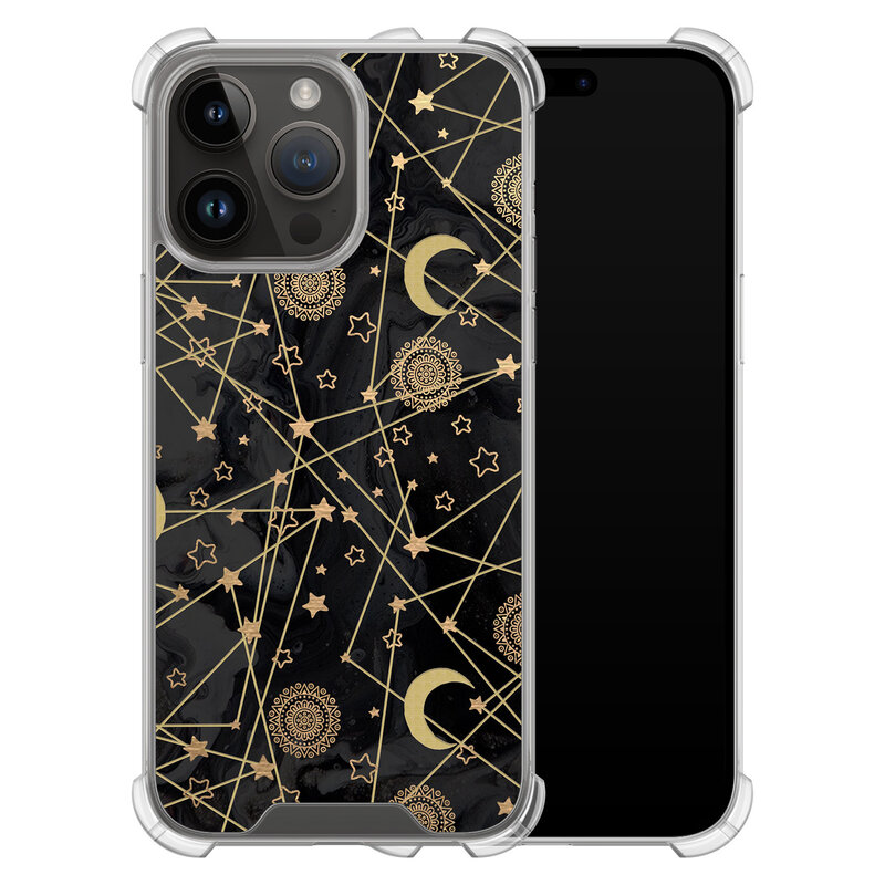Leuke Telefoonhoesjes iPhone 14 Pro Max shockproof case - Sun, moon & stars