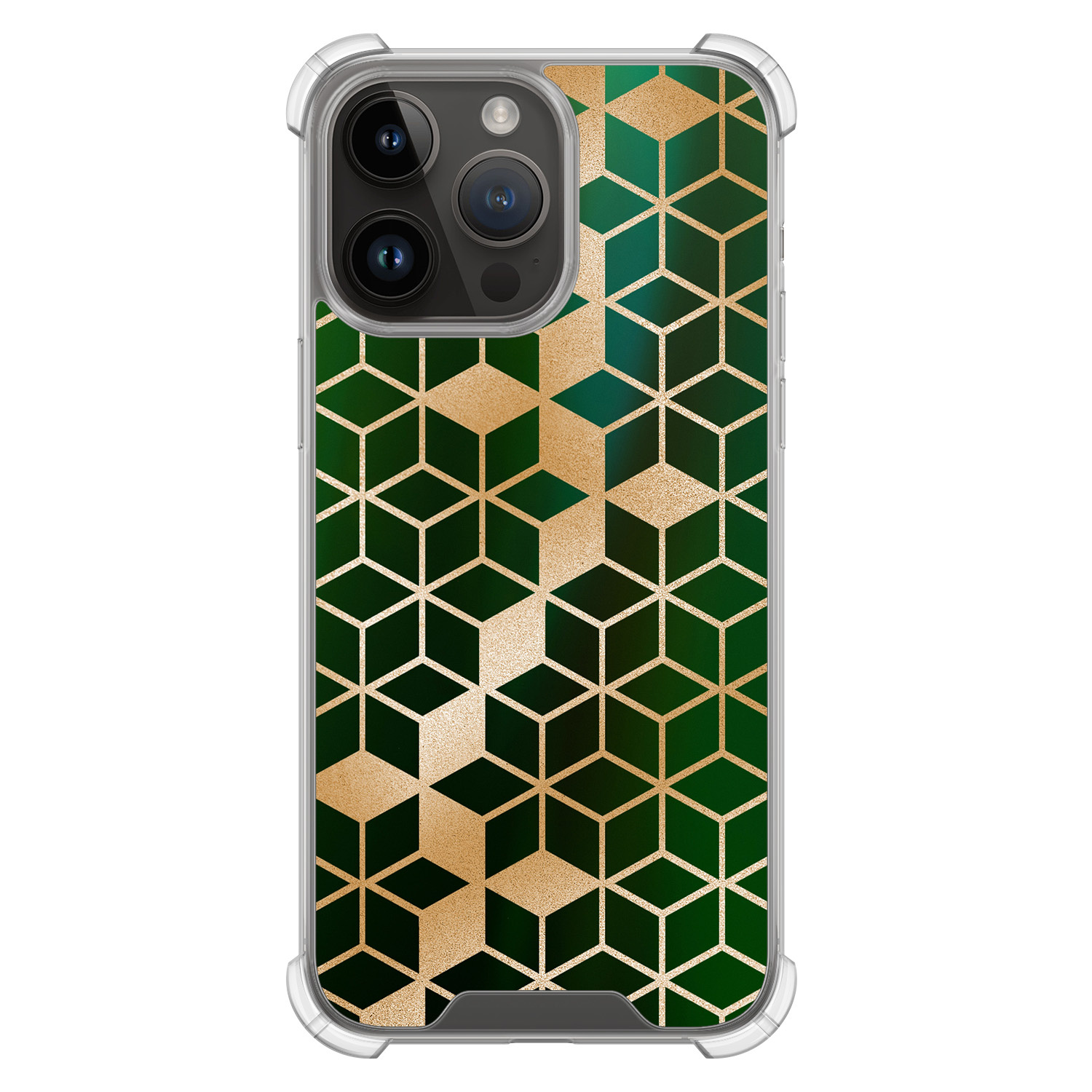 Leuke Telefoonhoesjes iPhone 14 Pro Max shockproof case - Kubus groen