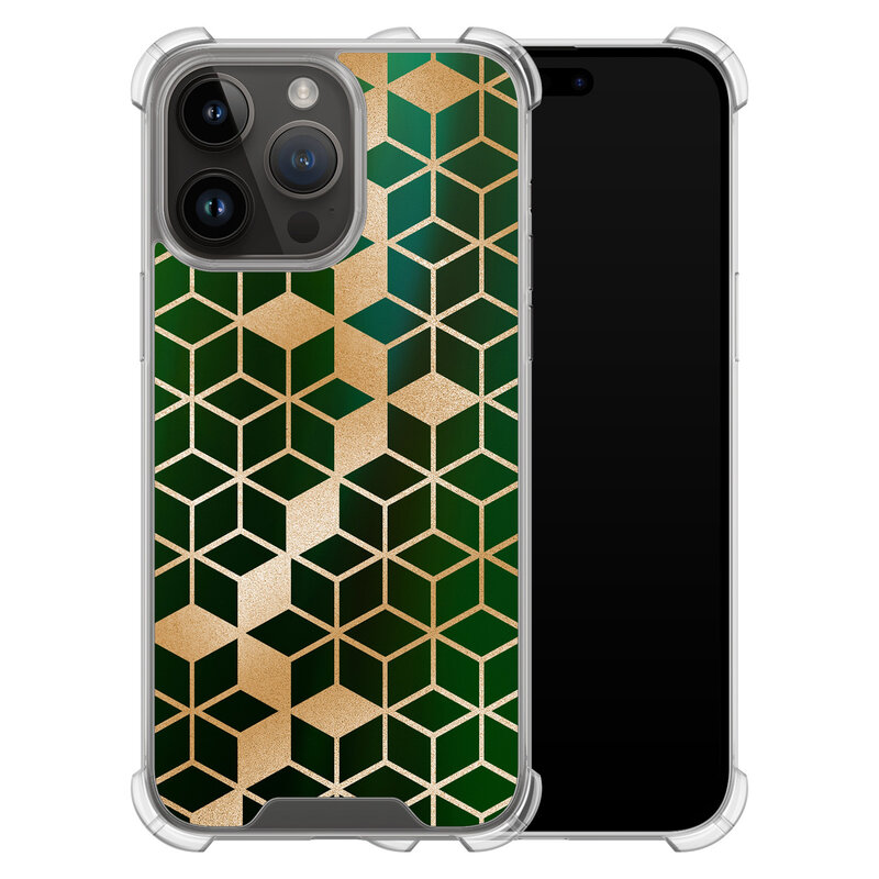 Leuke Telefoonhoesjes iPhone 14 Pro Max shockproof case - Kubus groen