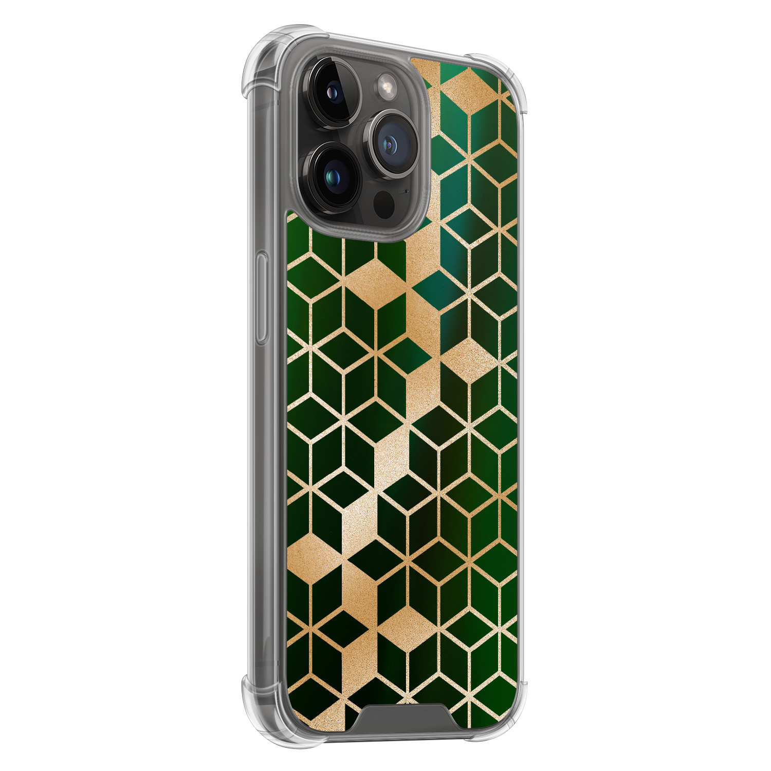 Leuke Telefoonhoesjes iPhone 14 Pro Max shockproof case - Kubus groen