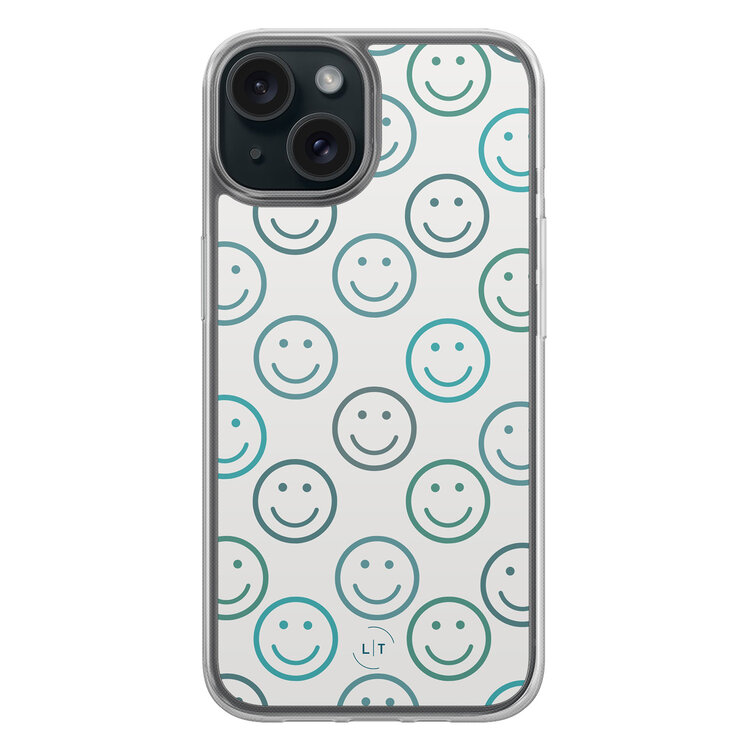 Leuke Telefoonhoesjes iPhone 15 hybride hoesje - Happy smileys