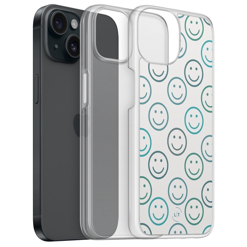 Leuke Telefoonhoesjes iPhone 15 hybride hoesje - Happy smileys