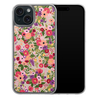 Leuke Telefoonhoesjes iPhone 15 hybride hoesje - Floral garden