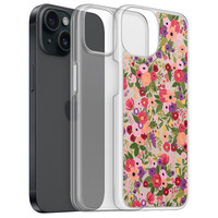 Leuke Telefoonhoesjes iPhone 15 hybride hoesje - Floral garden