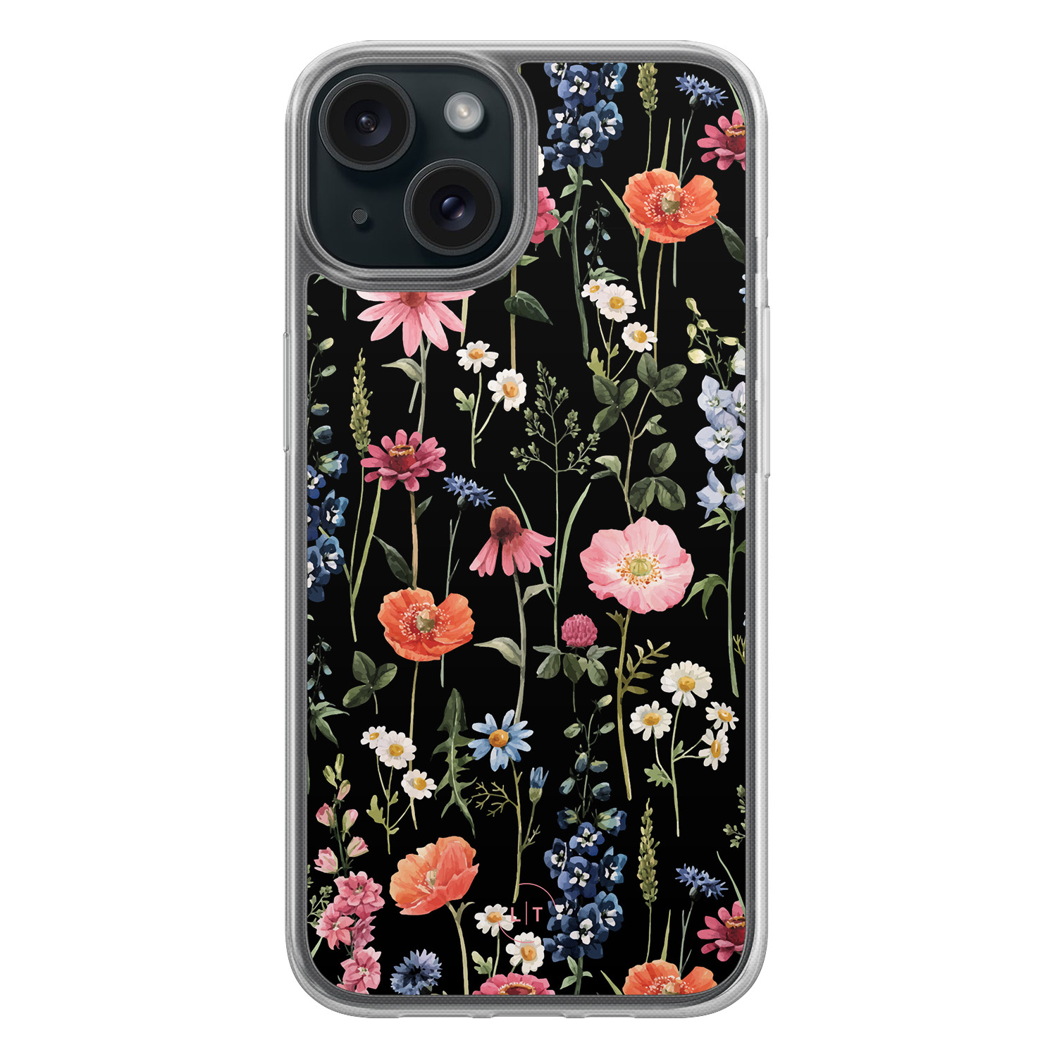 Leuke Telefoonhoesjes iPhone 15 hybride hoesje - Dark flowers