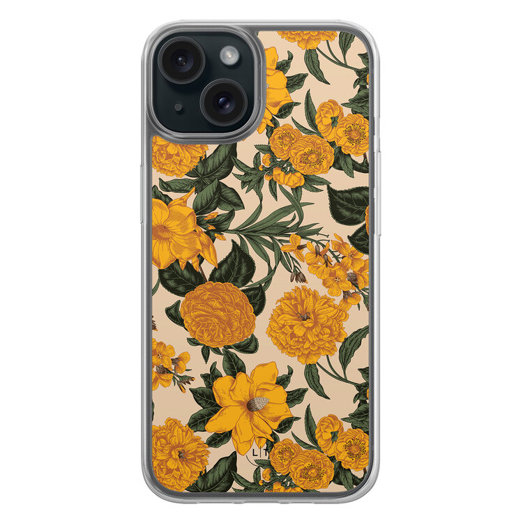 Leuke Telefoonhoesjes iPhone 15 hybride hoesje - Retro flowers