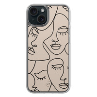 Leuke Telefoonhoesjes iPhone 15 hybride hoesje - Abstract faces