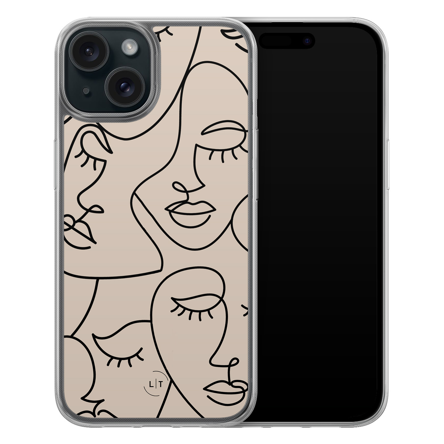 Leuke Telefoonhoesjes iPhone 15 hybride hoesje - Abstract faces