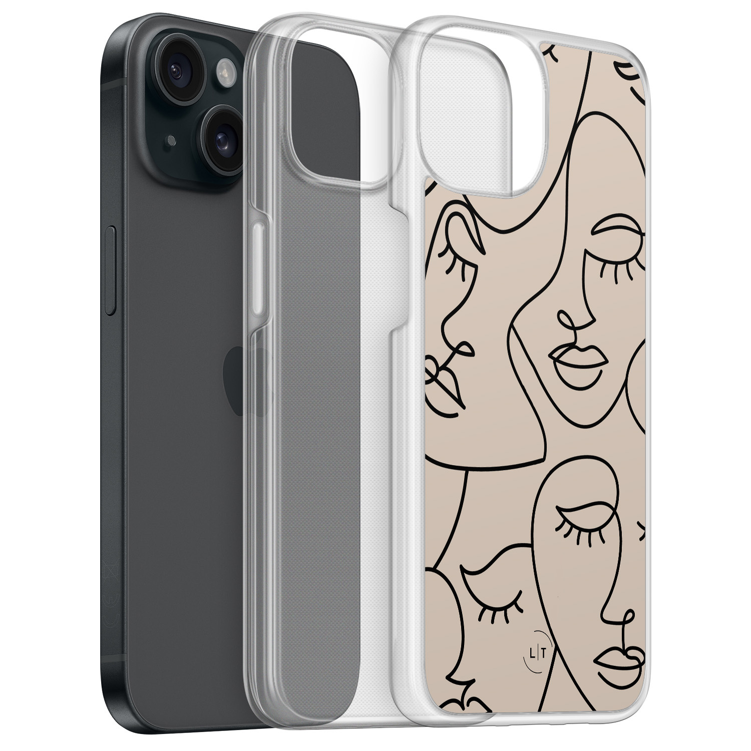 Leuke Telefoonhoesjes iPhone 15 hybride hoesje - Abstract faces