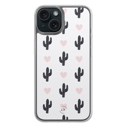 Leuke Telefoonhoesjes iPhone 15 hybride hoesje - Cactus love
