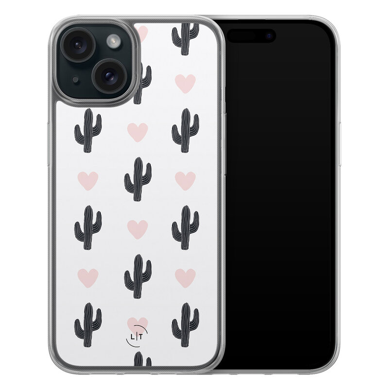 Leuke Telefoonhoesjes iPhone 15 hybride hoesje - Cactus love