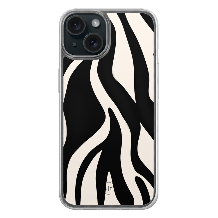 Leuke Telefoonhoesjes iPhone 15 hybride hoesje - Zebra