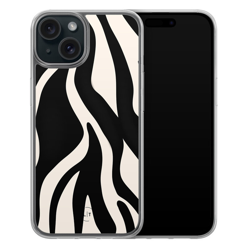Leuke Telefoonhoesjes iPhone 15 hybride hoesje - Zebra