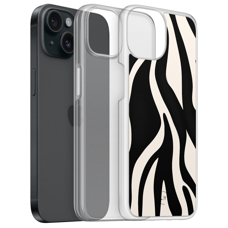 Leuke Telefoonhoesjes iPhone 15 hybride hoesje - Zebra