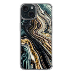 Leuke Telefoonhoesjes iPhone 15 hybride hoesje - Marmer swirl