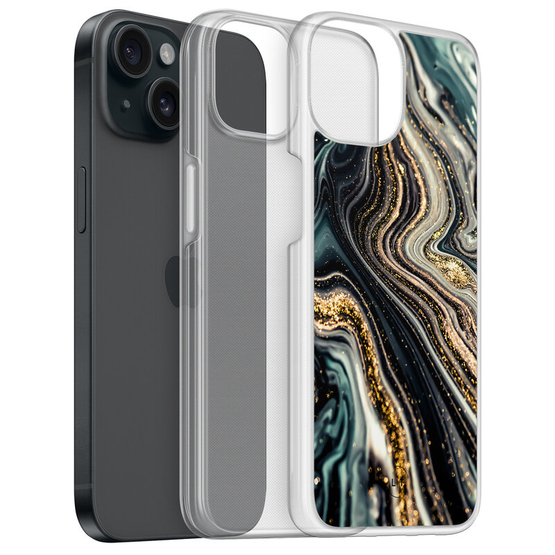 Leuke Telefoonhoesjes iPhone 15 hybride hoesje - Marmer swirl