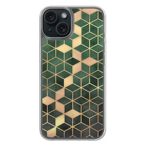 Leuke Telefoonhoesjes iPhone 15 hybride hoesje - Kubus groen