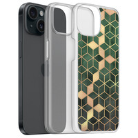Leuke Telefoonhoesjes iPhone 15 hybride hoesje - Kubus groen
