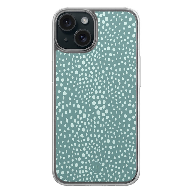 Leuke Telefoonhoesjes iPhone 15 hybride hoesje - Blue dots