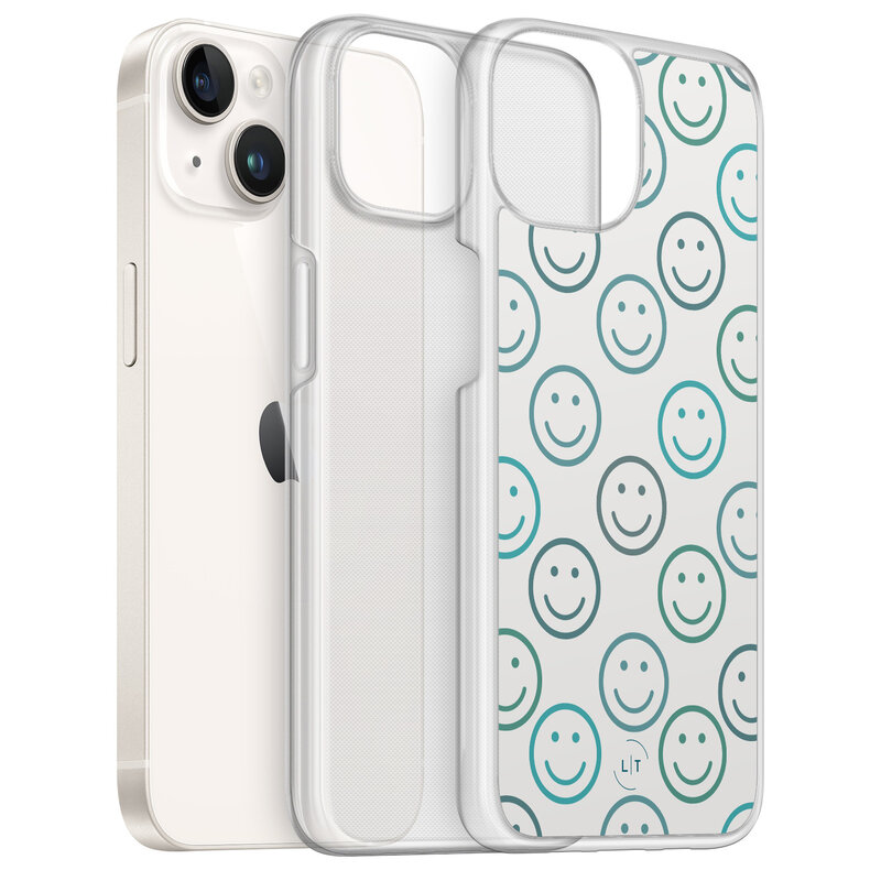 Leuke Telefoonhoesjes iPhone 14 hybride hoesje - Happy smileys