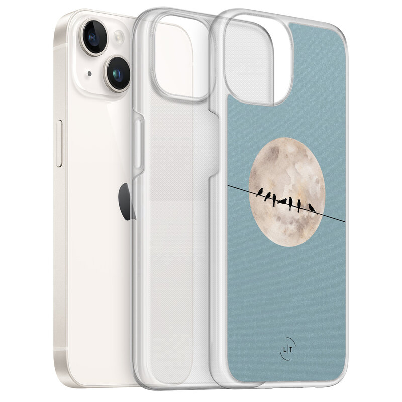 Leuke Telefoonhoesjes iPhone 14 hybride hoesje - Moon birds