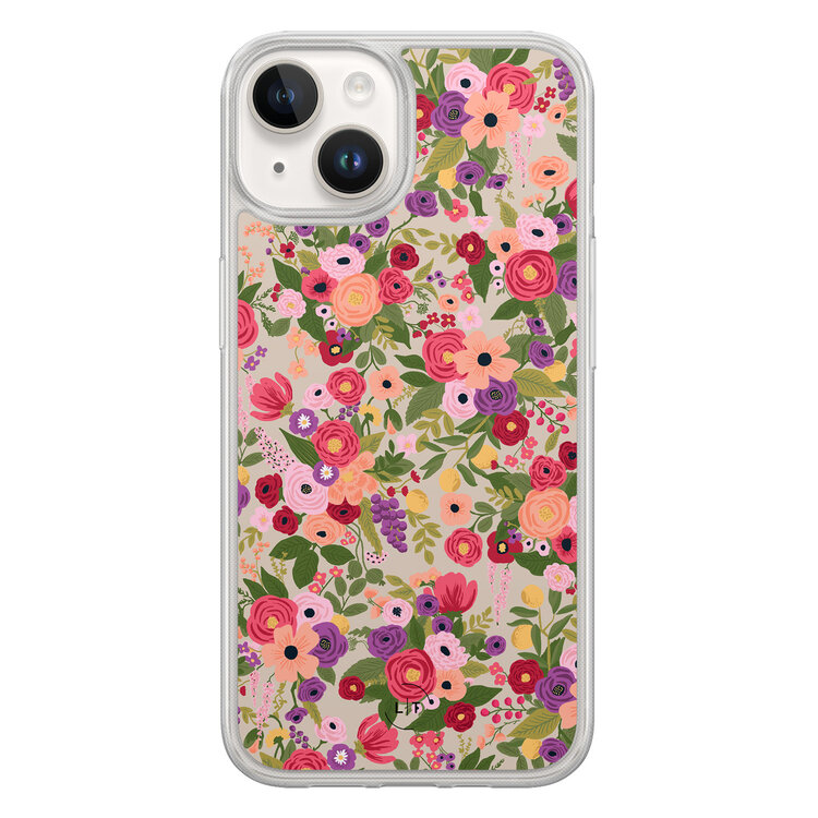 Leuke Telefoonhoesjes iPhone 14 hybride hoesje - Floral garden