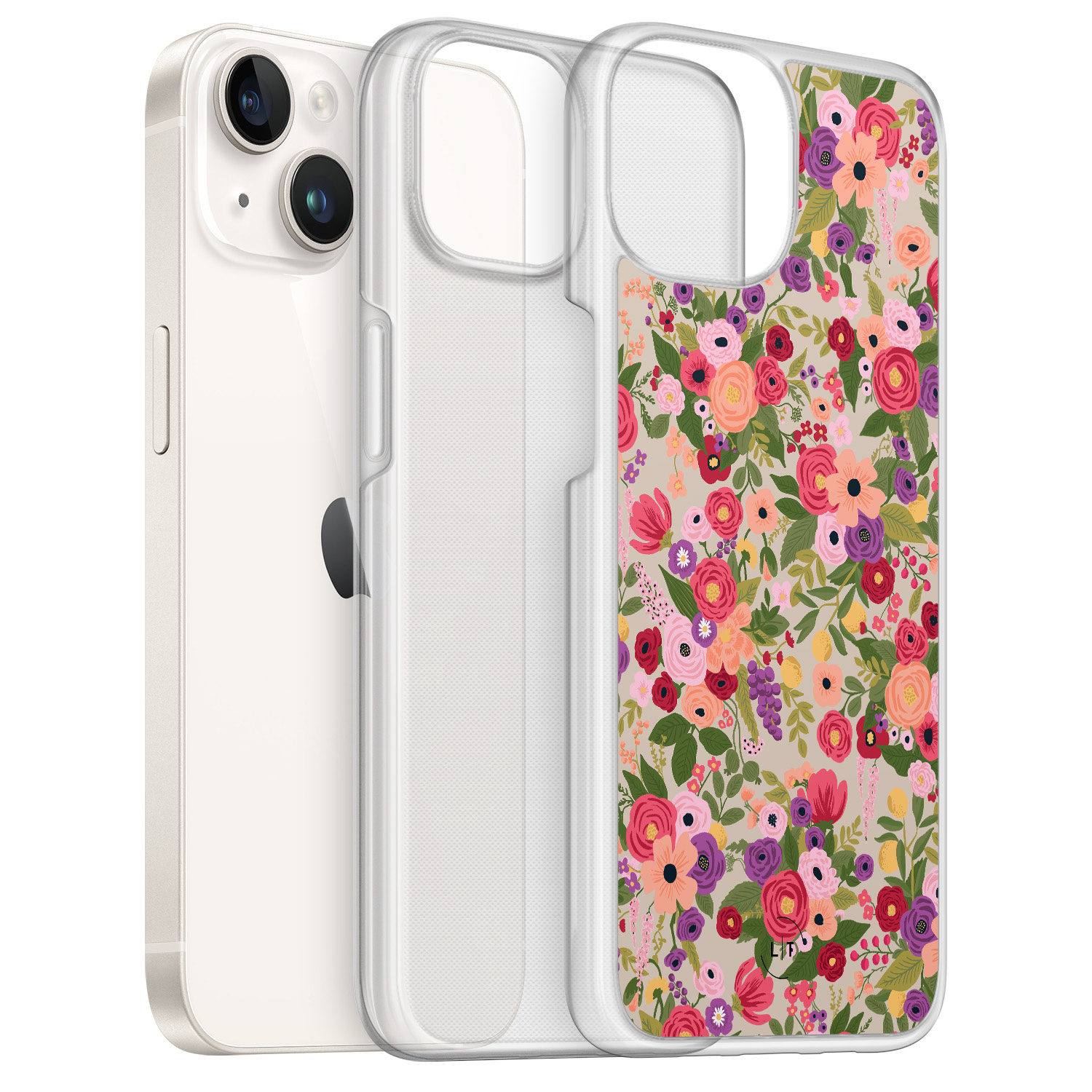 Leuke Telefoonhoesjes iPhone 14 hybride hoesje - Floral garden