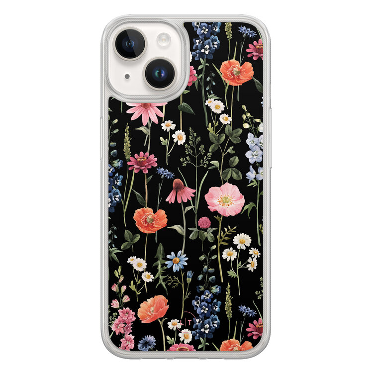Leuke Telefoonhoesjes iPhone 14 hybride hoesje - Dark flowers