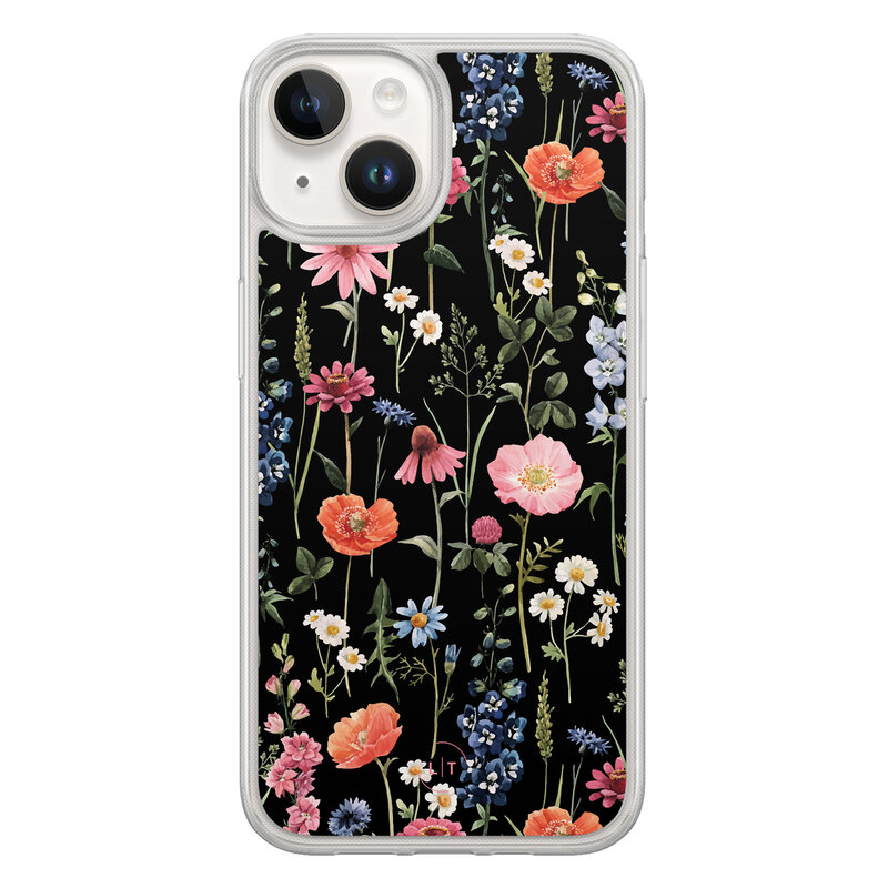 Leuke Telefoonhoesjes iPhone 14 hybride hoesje - Dark flowers