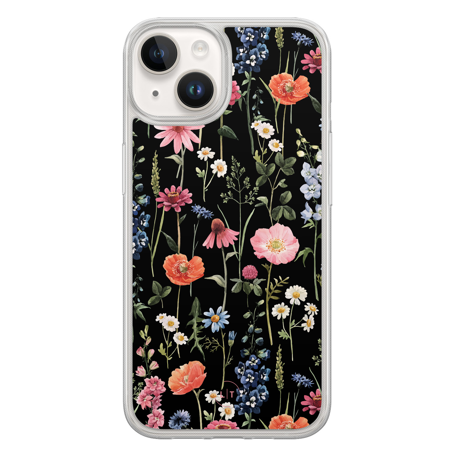 Leuke Telefoonhoesjes iPhone 14 hybride hoesje - Dark flowers