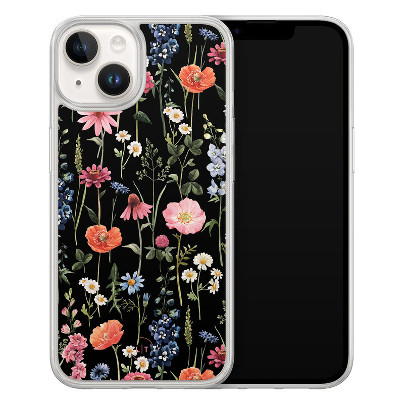 Leuke Telefoonhoesjes iPhone 14 hybride hoesje - Dark flowers
