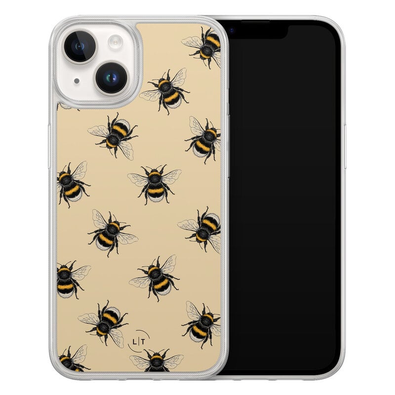 Leuke Telefoonhoesjes iPhone 14 hybride hoesje - Bee happy