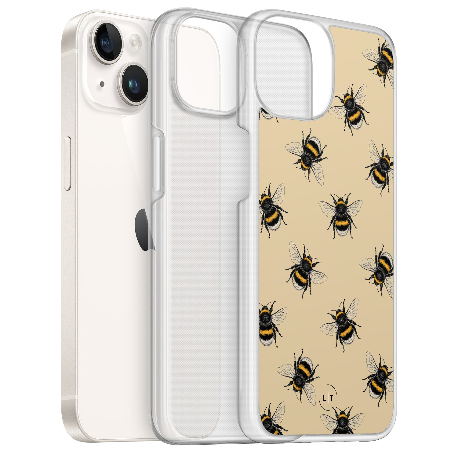 Leuke Telefoonhoesjes iPhone 14 hybride hoesje - Bee happy