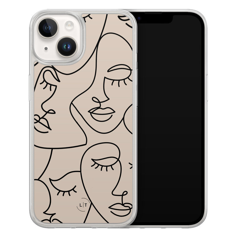 Leuke Telefoonhoesjes iPhone 14 hybride hoesje - Abstract faces