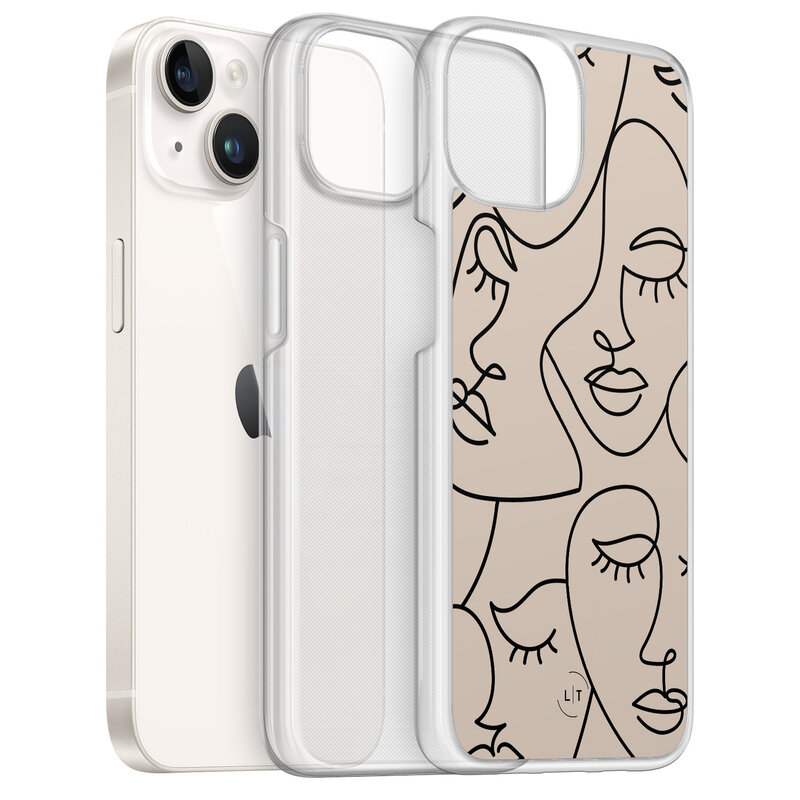 Leuke Telefoonhoesjes iPhone 14 hybride hoesje - Abstract faces